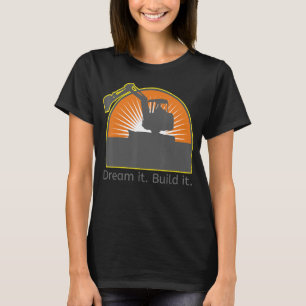 Construction Excavator Dream It Build It Goals Ret T-Shirt