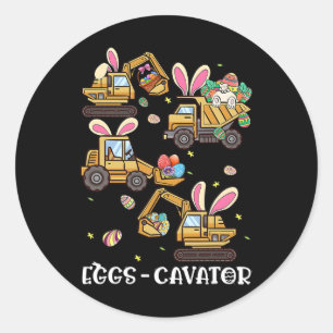 Construction Excavator Easter Day Egg Hunt For Boy Classic Round Sticker