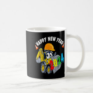 Construction Excavator Happy New Year 2024 For Boy Coffee Mug