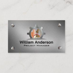 Construction Excavator Logo   Metallic Screws Business Card