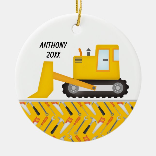 Construction Excavator  Personalised  Ornament (Front)