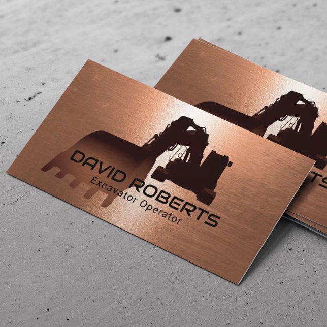 Construction Excavator Plant Operator Copper Business Card (Creator Uploaded)