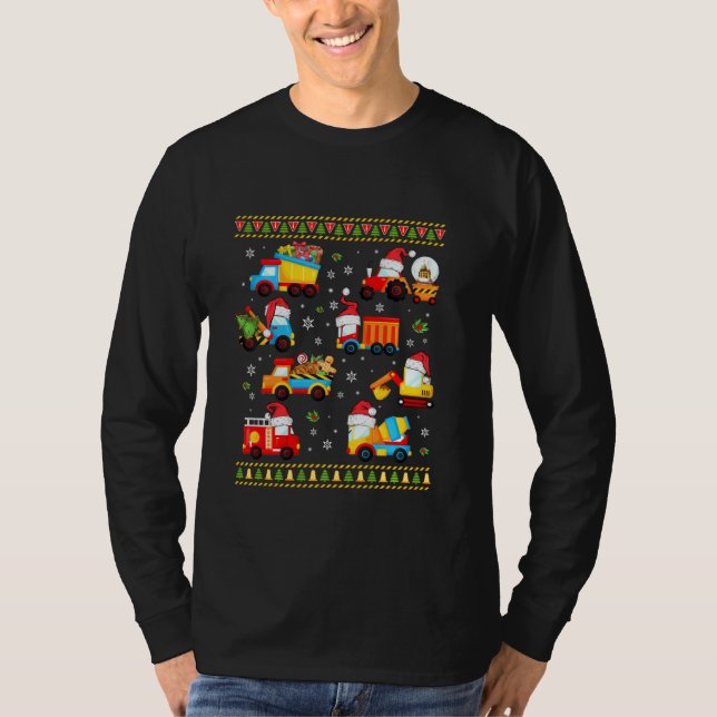 Construction Excavator Truck Santa Ugly Sweater Ch (Front)