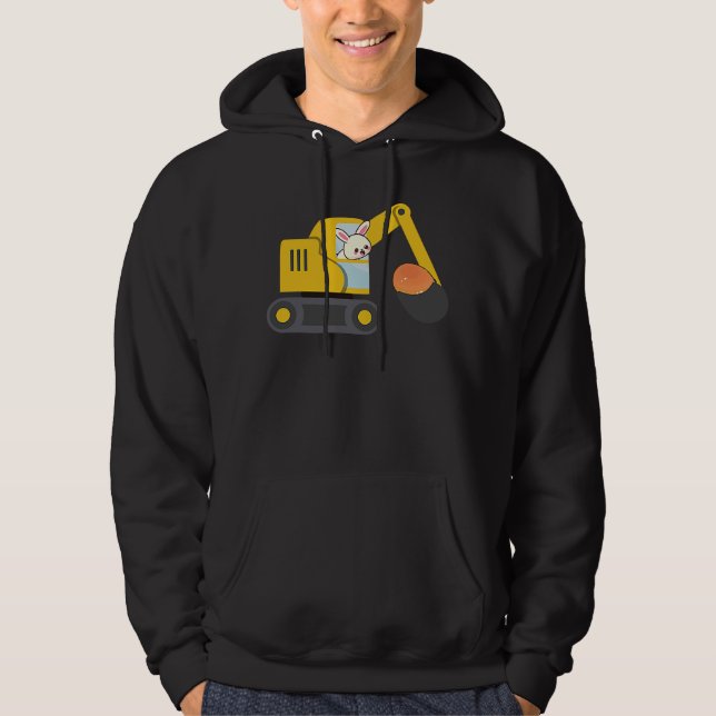 Construction Excavator Truck Toy Kids easter bunny Hoodie (Front)
