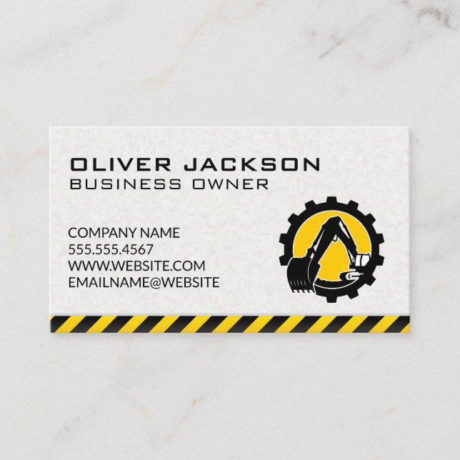 Construction | Excavator Vehicle Logo | Builder Business Card (Front)