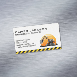Construction   Excavator Vehicle Magnetic Business Card