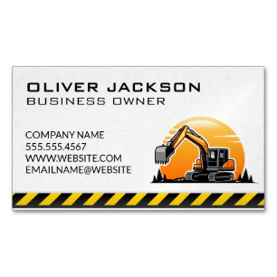 Construction   Excavator Vehicle Magnetic Business Card