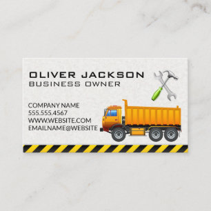 Construction   Excavator   Work Truck Business Card