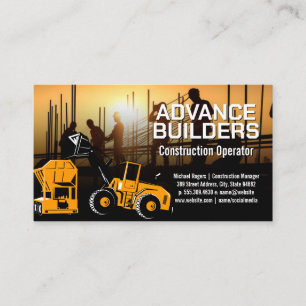 Construction Excavator   Workers on Site Business Card