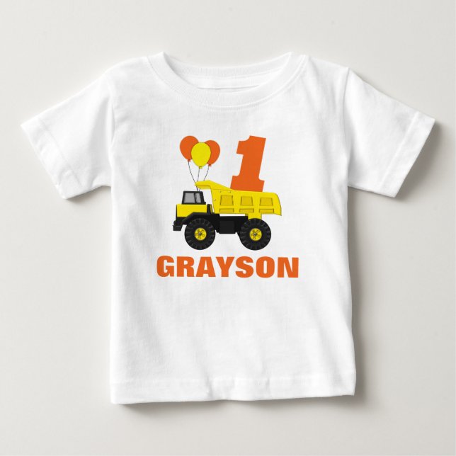 Construction First Birthday Outfit, T-Shirt (Front)