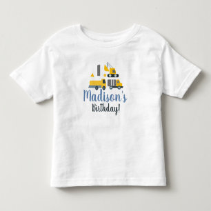 Construction First Birthday Vehicle Party Name Toddler T-Shirt