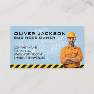 Construction Foreman Blueprints Architect Business Card