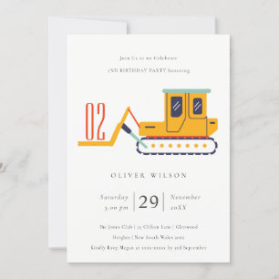 Construction Fork Lift Any Age Birthday Invite
