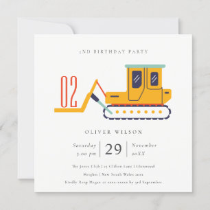 Construction Fork Lift Any Age Birthday Invite