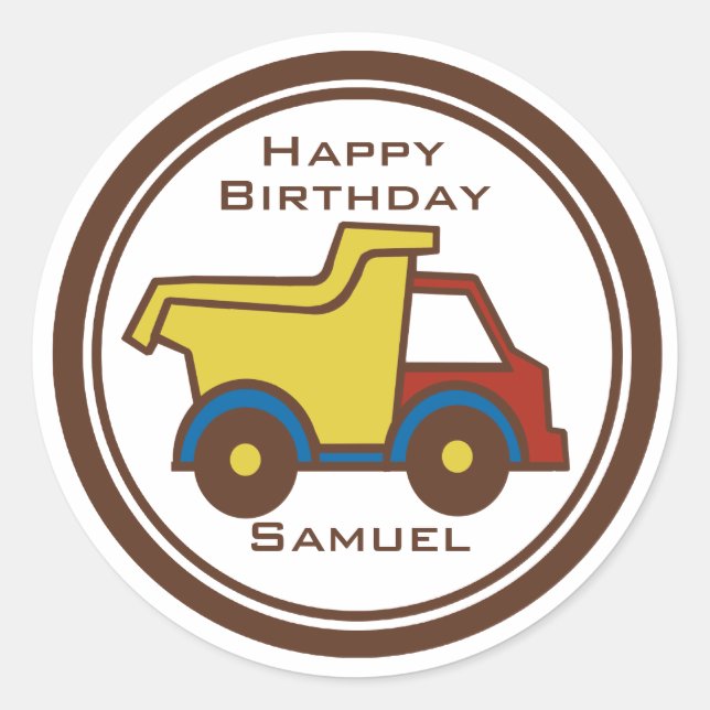 Construction Fun Dumptruck Classic Round Sticker (Front)