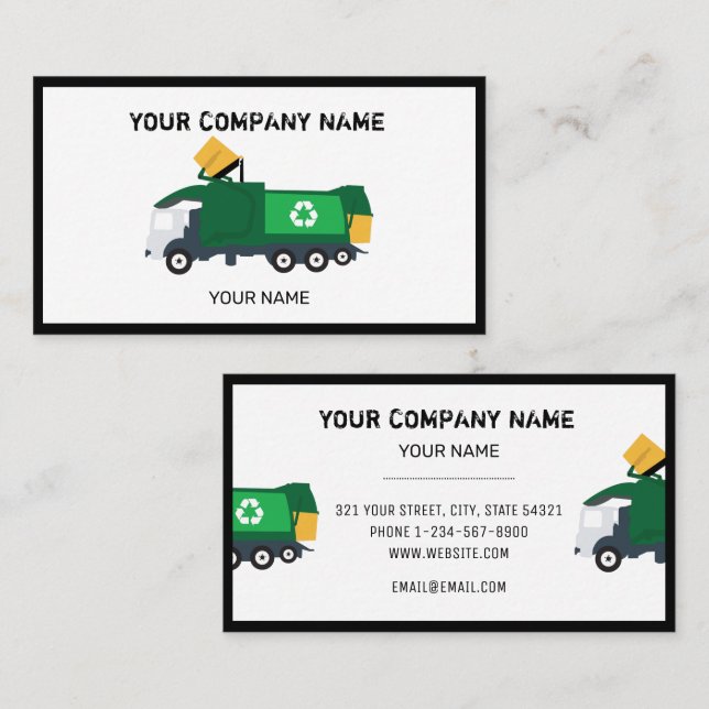 Construction Garbage Truck Business Card (Front/Back)