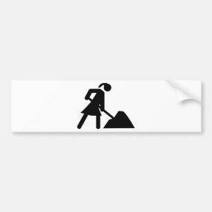 construction girl sign bumper sticker
