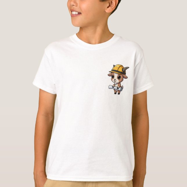 Construction Goat Architect Kids T-Shirt (Front)