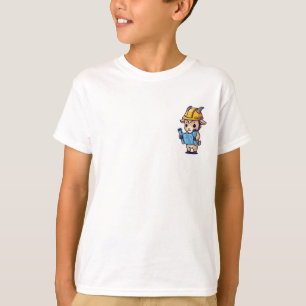 Construction Goat with Blueprint Kids T-Shirt