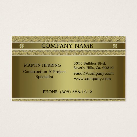 Construction Gold Metal Embossed Business Card