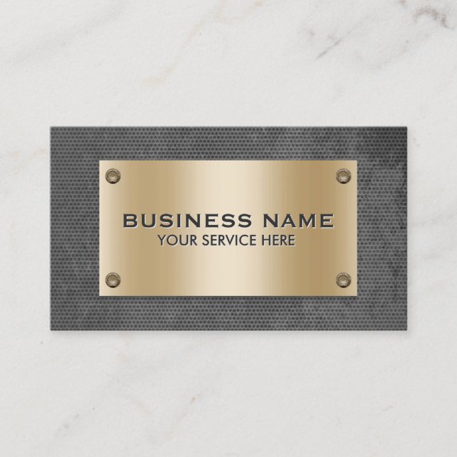 Construction Gold & Metal Professional Metallic Business Card (Front)