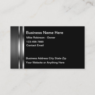 Construction Grey Silver Tone Modern Business Card