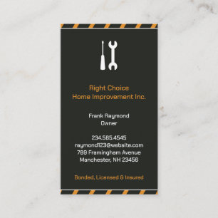 Construction Handyman Business Card