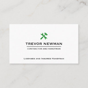 Construction Handyman Carpenter GREEN Tools  Business Card
