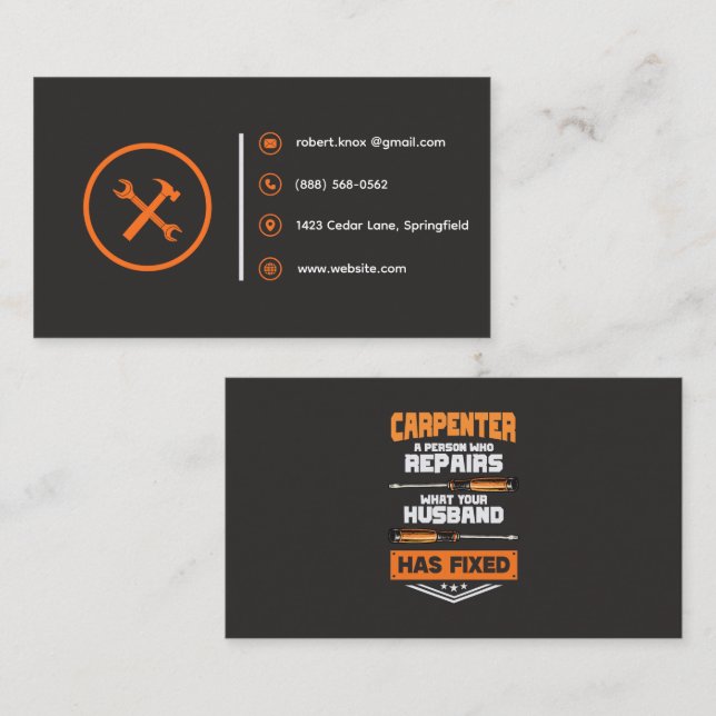 Construction Handyman Carpenter  | Rustic Template Business Card (Front/Back)