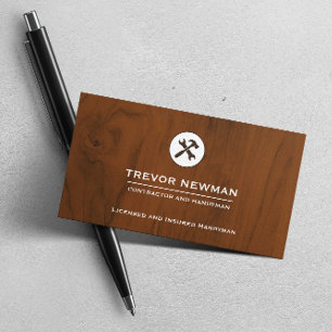 Construction Handyman Carpenter Tools Wood White Business Card