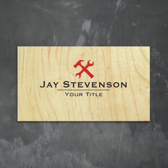 Construction Handyman Carpentry Wood Business Card (Creator Uploaded)