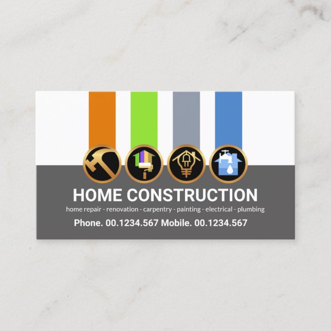 Construction Handyman Medals Home Renovation Business Card (Front)