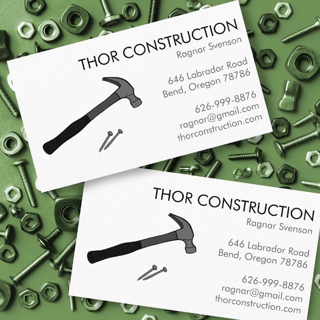 Construction Handyman Remodel Hammer & Nails Cool  Business Card (Construction Handyman Remodel Hammer & Nails Cool Business Card
)
