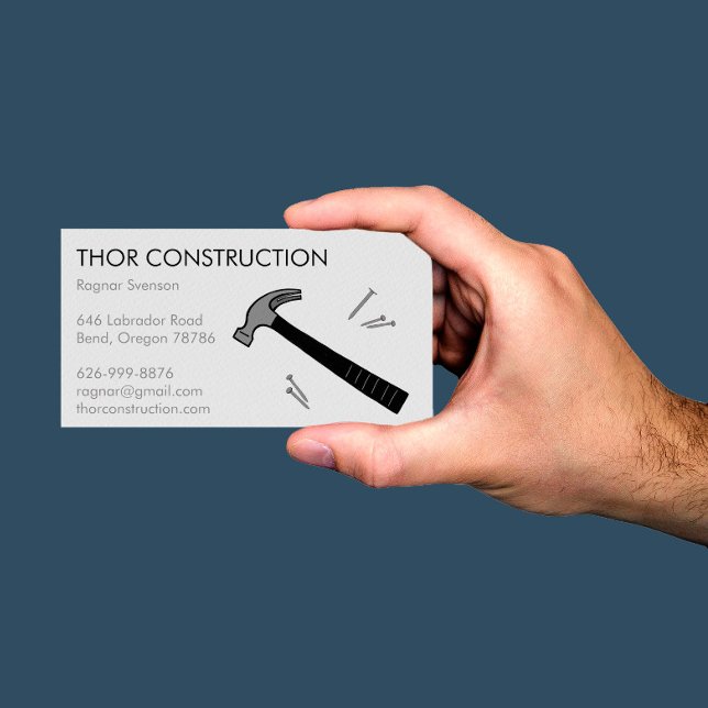 Construction Handyman Remodel Hammer & Nails Cool Business Card (Creator Uploaded)