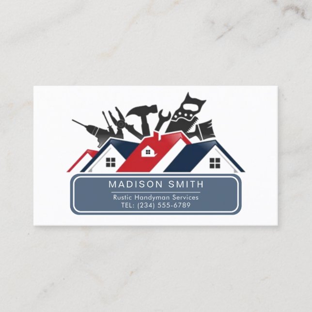 Construction Handyman Repair Tool Grunge Business  Business Card (Front)