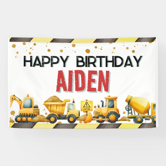Construction Happy Birthday Banner (Horizontal)