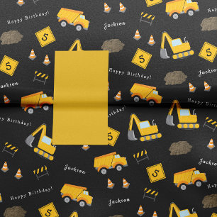 Construction Happy Birthday, Boy Name Age Pattern Tissue Paper