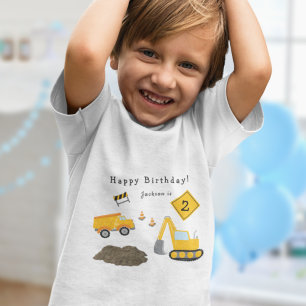 Construction Happy Birthday - Boy Name and Age Toddler T-Shirt