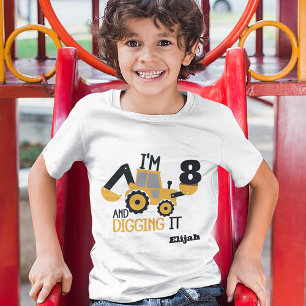 Construction Happy Birthday Digging It Age Name T-Shirt