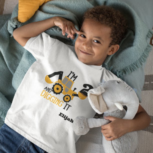 Construction Happy Birthday Digging It Age Name Toddler T-Shirt