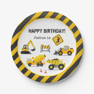 Construction Happy Birthday Kids Any Age Paper Plate