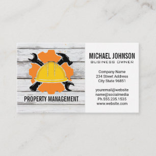 Construction Hard Hat and Tools   Blue Collar Business Card