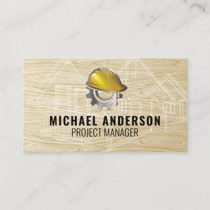 Construction Hard Hat   Blueprints  Business Card