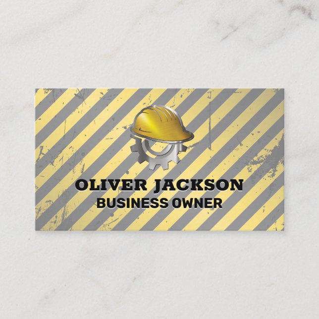 Construction Hard Hat | Builder Engineer Business Card (Front)