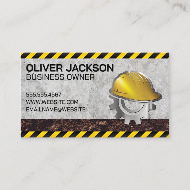 Construction Hard Hat | Builders | Blue Collars Business Card (Front)