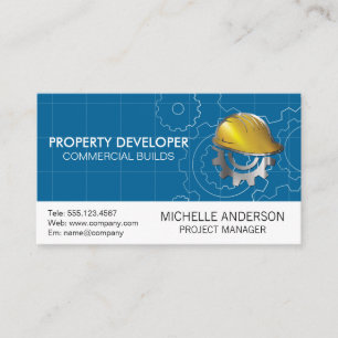 Construction Hard Hat   Gears Business Card