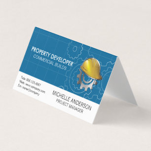 Construction Hard Hat   Gears Business Card
