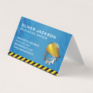 Construction Hard Hat Logo   Builder Business Card