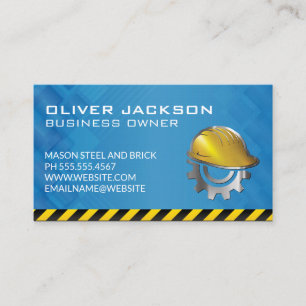 Construction Hard Hat Logo   Builder Business Card