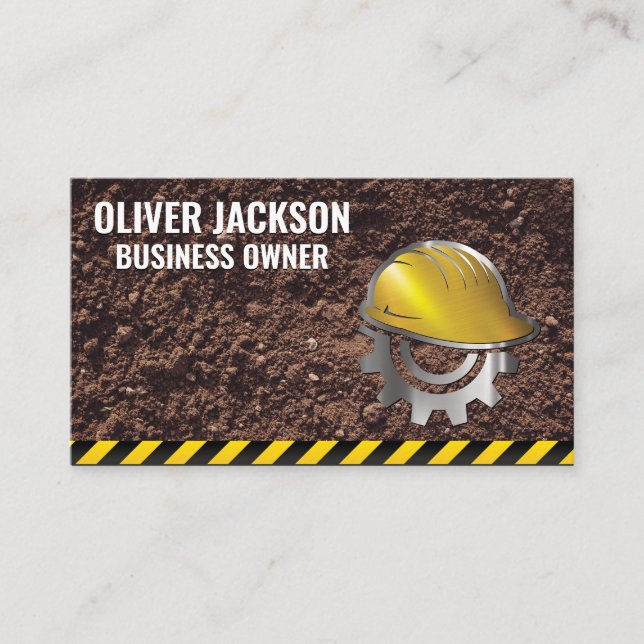 Construction Hard Hat Logo | Dirt Business Card (Front)
